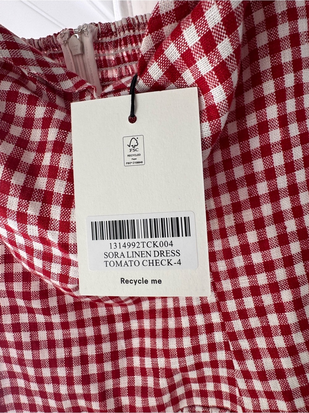 Reformation Sora Linen Mini Dress in Red and White Gingham - Picture 8 of 9